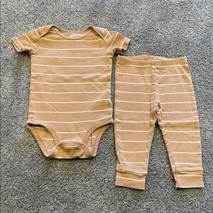NWOT Carters 12m Striped Brown Kids Two Piece Set
